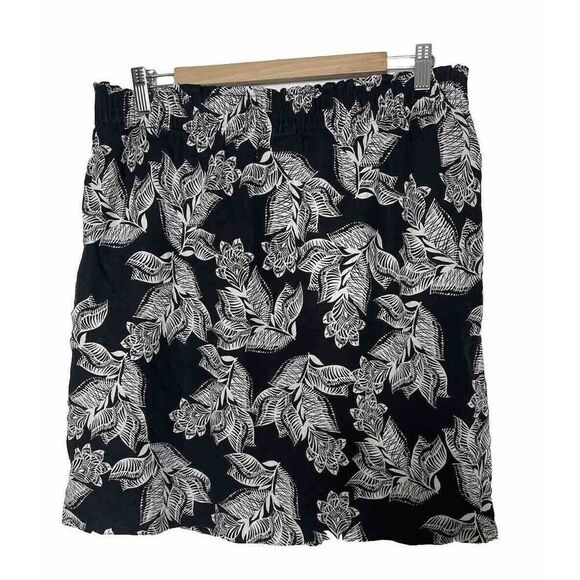 Sussan Skirt Size 16 100% Linen Black White Floral Tropical Pencil Straight - Picture 2 of 5